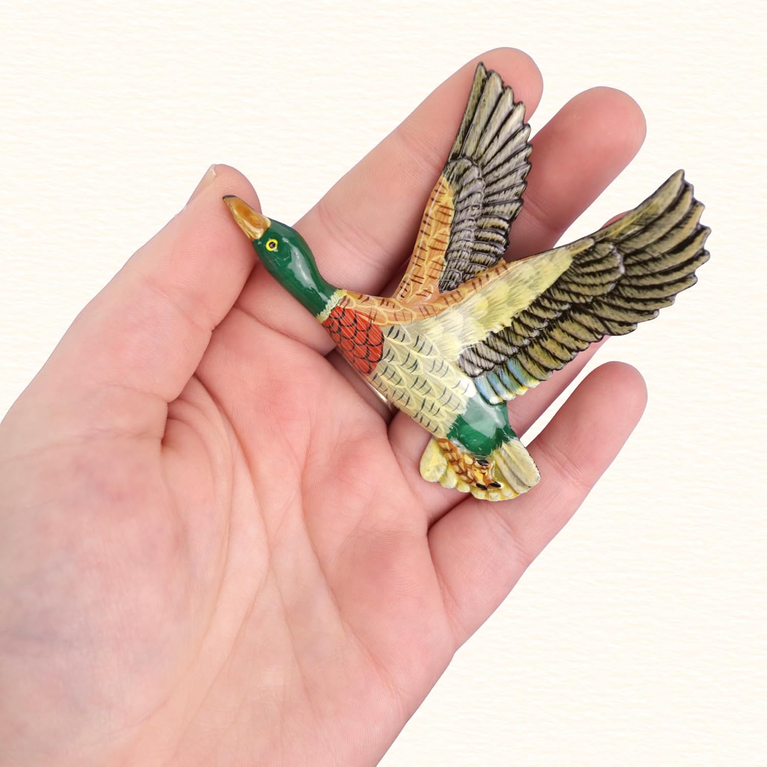 Flying Mallard Duck Magnet, Resin Decorative Fridge Accessory, Wildlife Bird Gift, 3 x 3 Inches image 3