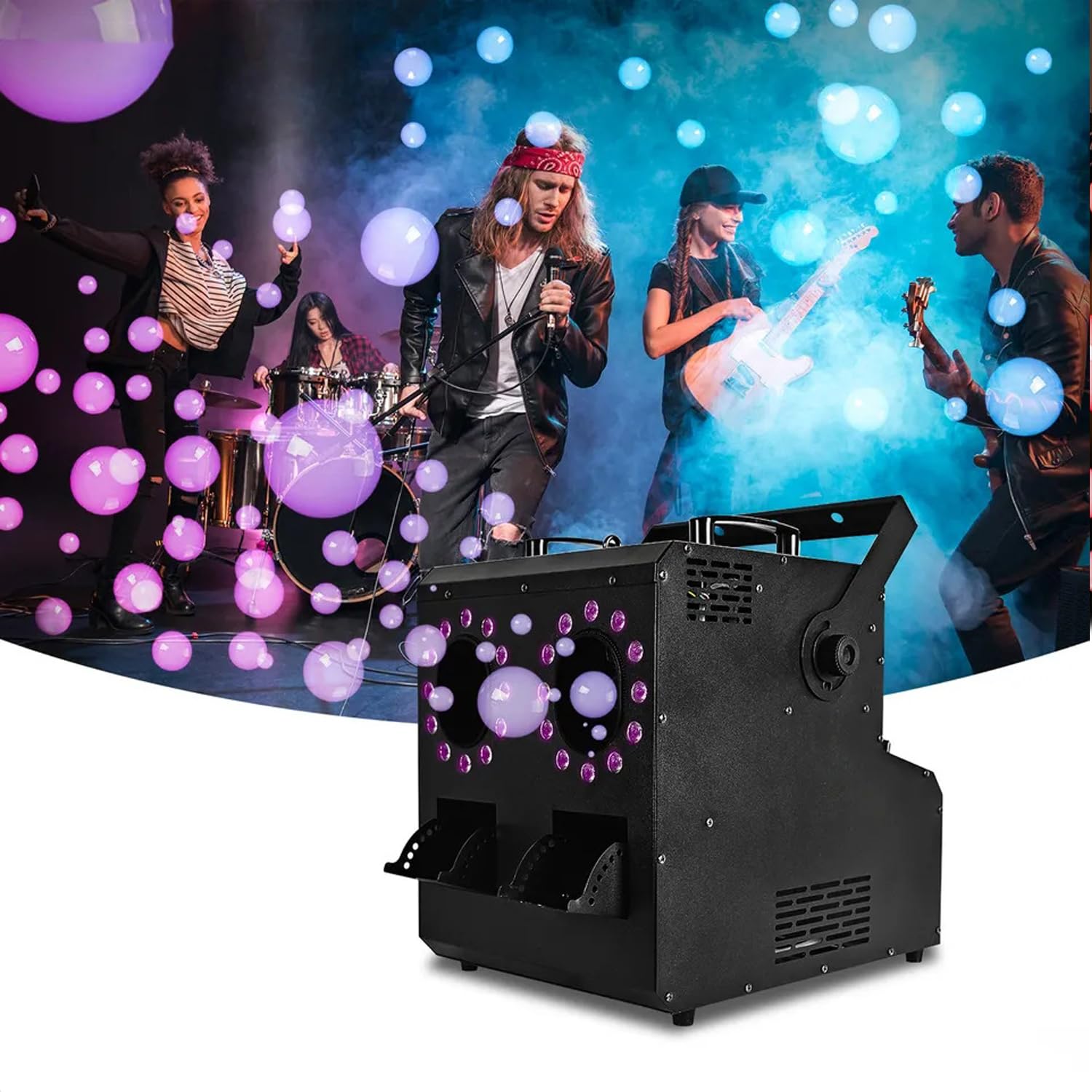 Máquina de niebla: máquina de espuma 3 en 1 con control remoto y DMX, más de 10000 burbujas rellenas de niebla por minuto, perfecta para Navidad, bodas, cumpleaños