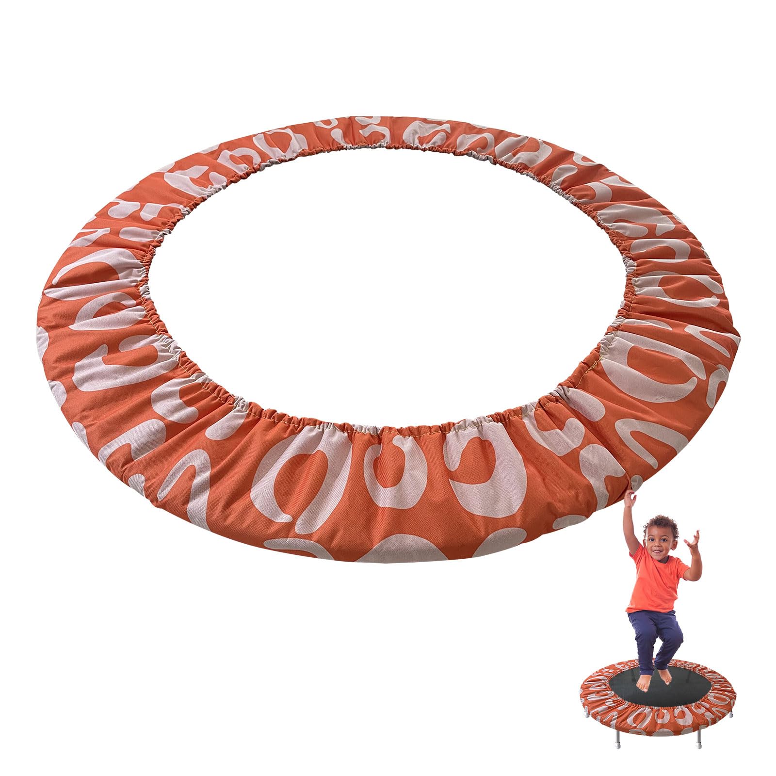Mini Trampoline Spring Cover 36 38 40 45 60inch Small Trampoline Pad Replacement 3 Layers Thickened & 22cm Widened, 800D Tear-Resistant Oxford Cloth, for Indoor Trampoline,Orange 2,96cm(38inch)