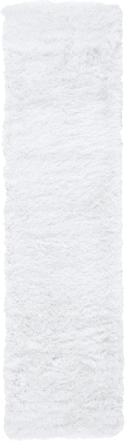 SAFAVIEH Vegas Shag Collection Runner Rug - 2'2" x 8', Ivory, Solid Design, Non-Shedding & Easy Care, 3.15-inch Thick Ideal for High Traffic Areas in Living Room, Bedroom (VGS868A)