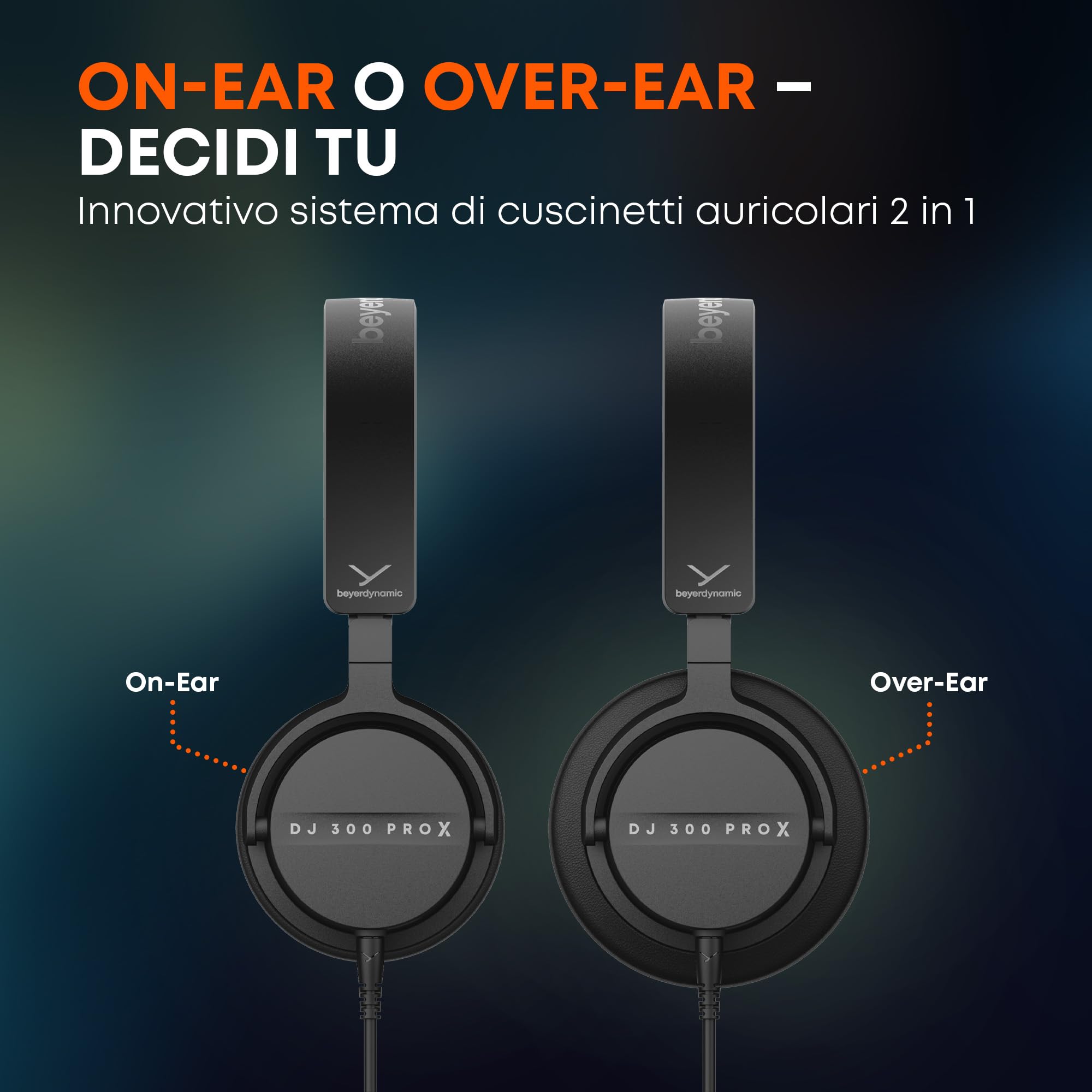 beyerdynamic DJ 300 PRO X Cuffie DJ professionali 2 in 1, cambio on-ear come funzione di stile flessibile e di utilizzo con costruzione chiusa