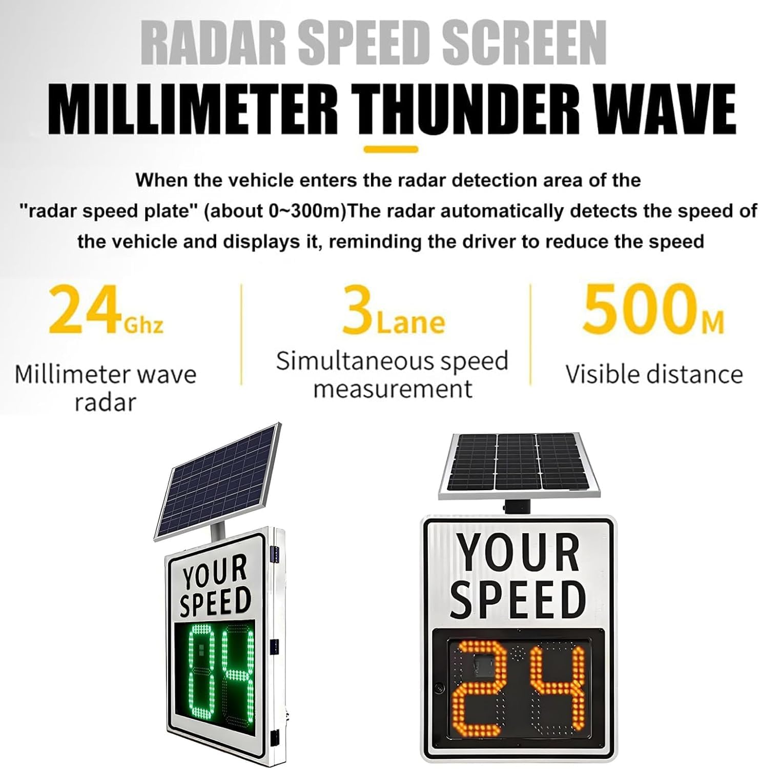 Señal solar de visualización de velocidad de radar, señal LED intermitente de límite de velocidad para carreteras, tablero de advertencia de retroalimentación de tráfico alimentado por energía solar