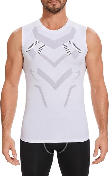 AMZSPORT Canotta Compressione da Uomo Sport Senza Maniche Base Layer Asciugatura Rapida Top - 2