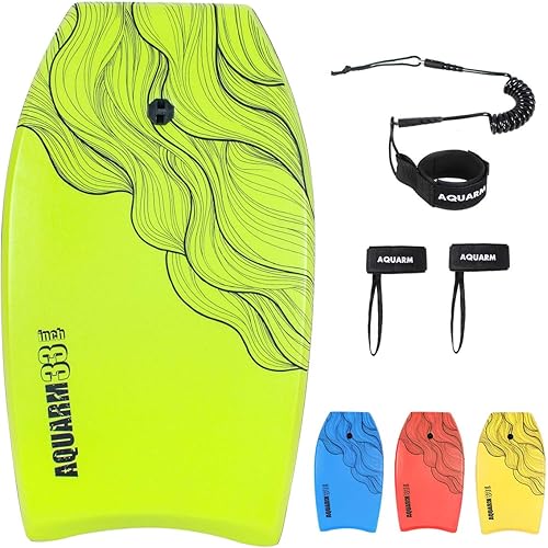 XPE Bodyboard 33-inch/36-inch/41-inch Bodyboarding with Premium Wrist Leash and Fin Tethers, Super Lightweight & Slick Bottom Perfect Surfing for Kids Teens and Adults