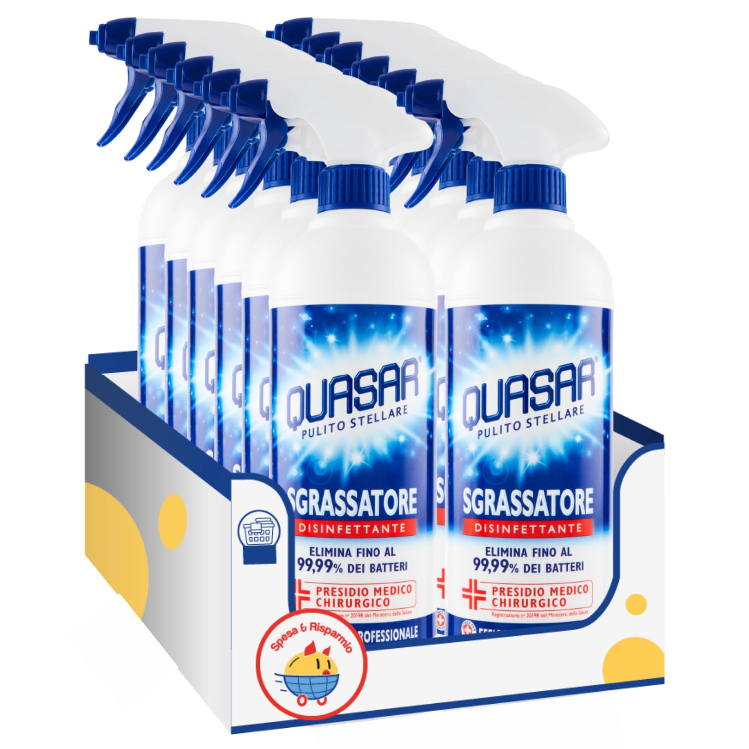 Sgrassatore disinfettante multiuso – azione igienizzante e sgrassante – 650 ml kit con Spugna Brandizzata SPESA & RISPARMIO Inclusa – Variazioni 4/8/12 Pezzi (12)
