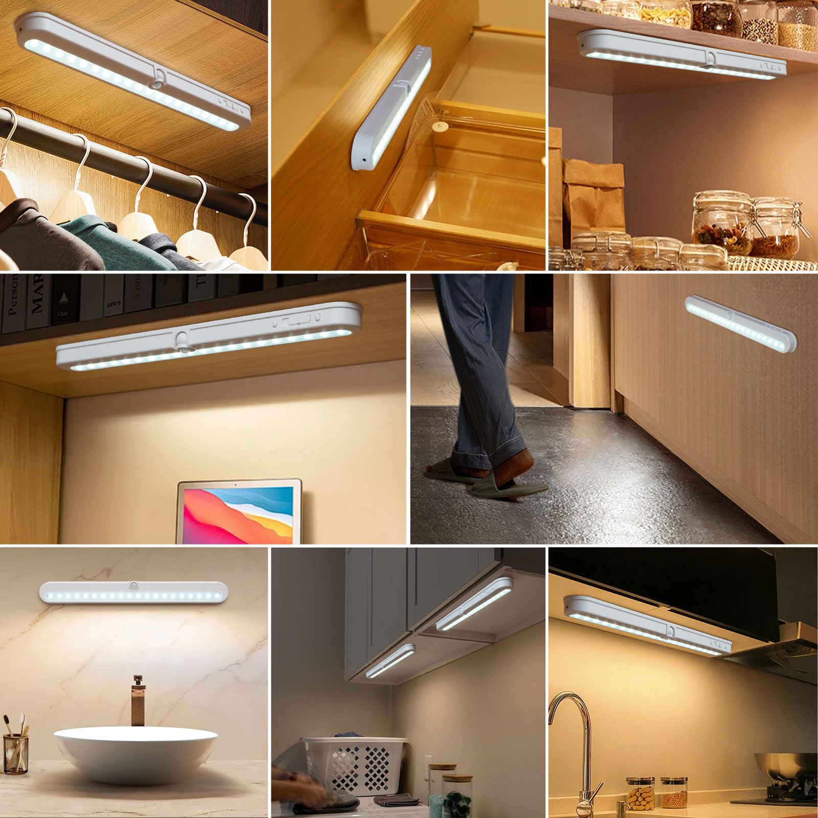 BLS Luce LED A Sensore Di Movimento Per Armadio, 52 LED, Ricaricabile USB-C, 1800mAh, Magnetica, 260 Lumen - 2