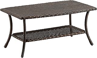 Sponsored Ad - Outdoor Wicker Coffee Table, Patio Rattan Coffee Table with 2-Tier Storage Shelf with PP Board for Patio Co...
