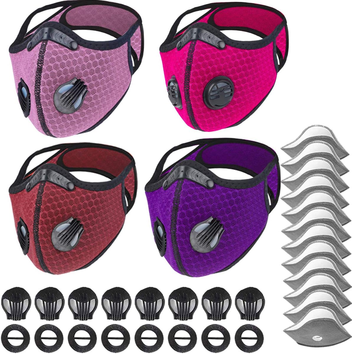 Dust Masks Veil Reusable Carbon Activated Filters Black Cloth Face mask Carbon Filter face mask : Clothing, Shoes & Jewelry