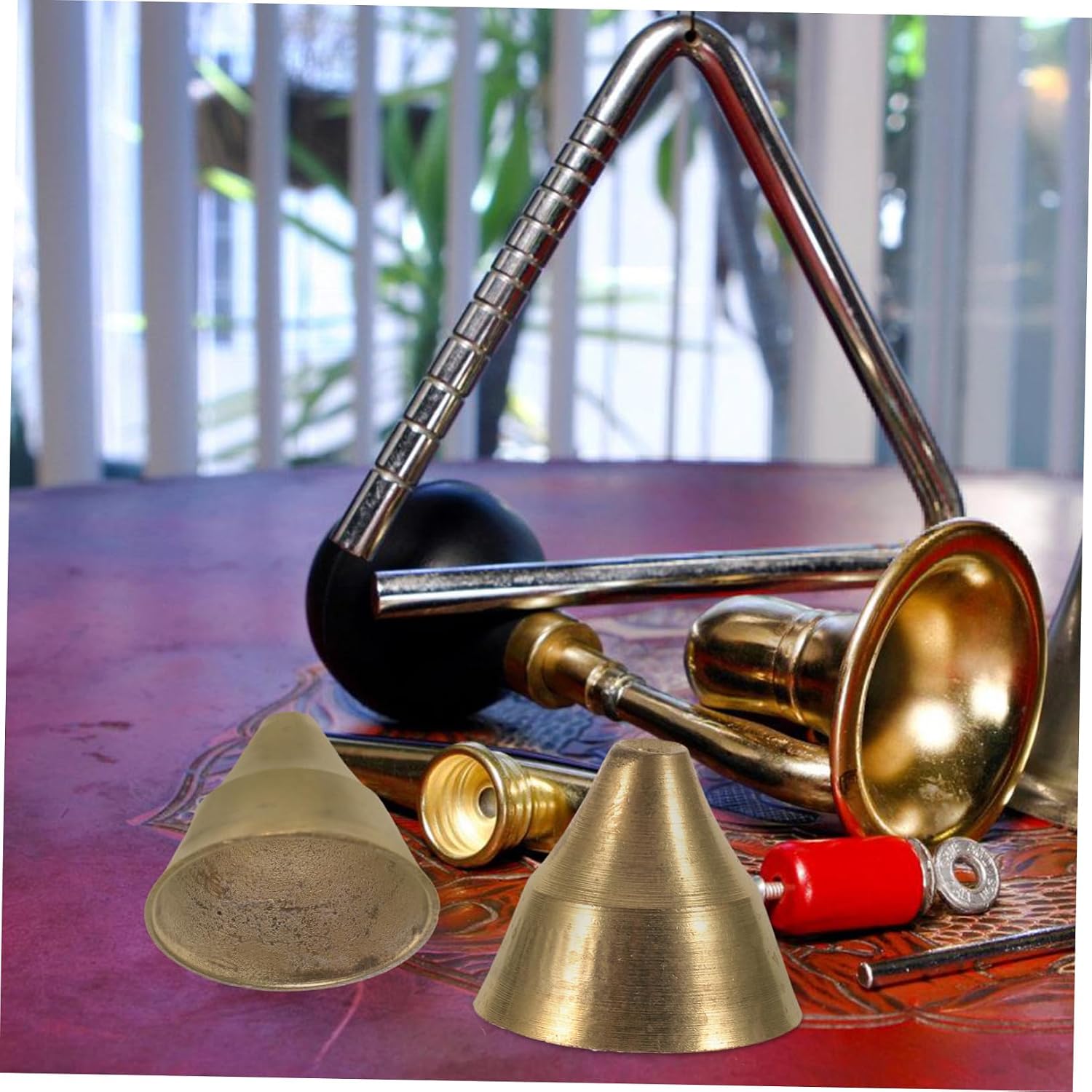 MAGICLULU 2sets Vintage Copper Bell Hand Percussion Instrument with Ethnic Style Design for Religious Ceremonies and Music Lovers and Decorative Rhythm Bells 2pcs*2