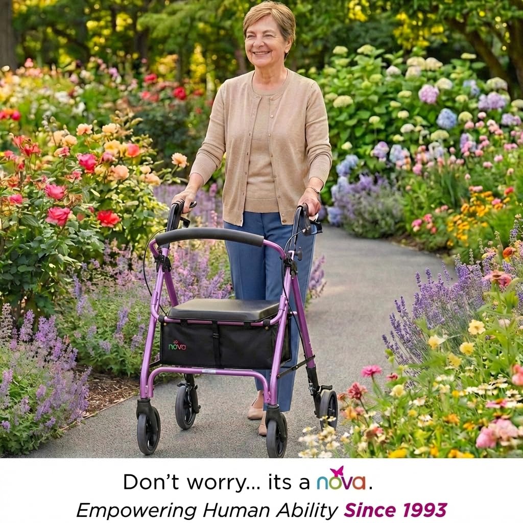Amazon.com: NOVA Star 8 Foldable Rollator Walker, Large Padded