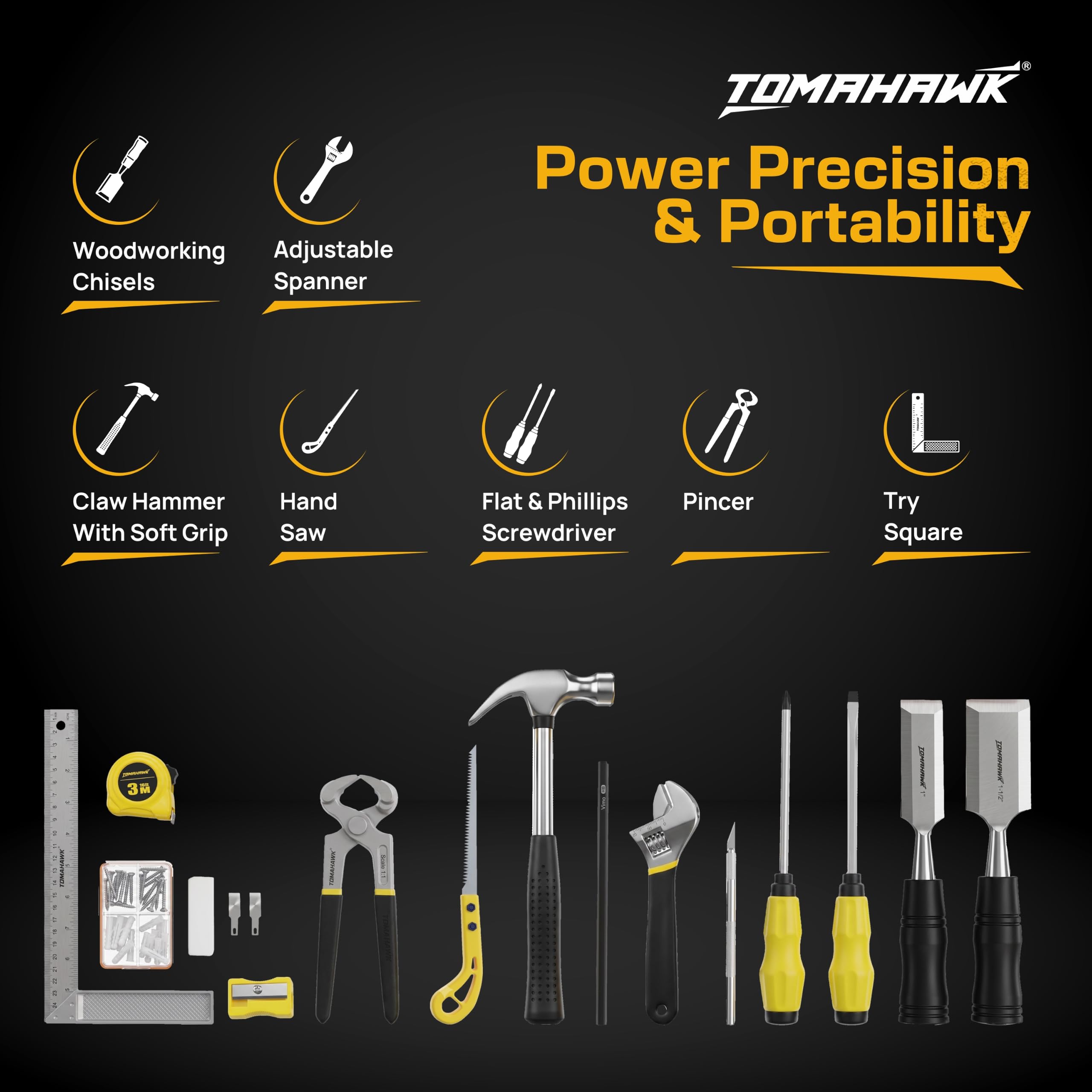 Tomahawk 61-Piece Carpenter Hand Tool Kit - FREE SHIPPING -5 Tomahawk 61-Piece Carpenter Hand Tool Kit - FREE SHIPPING -5