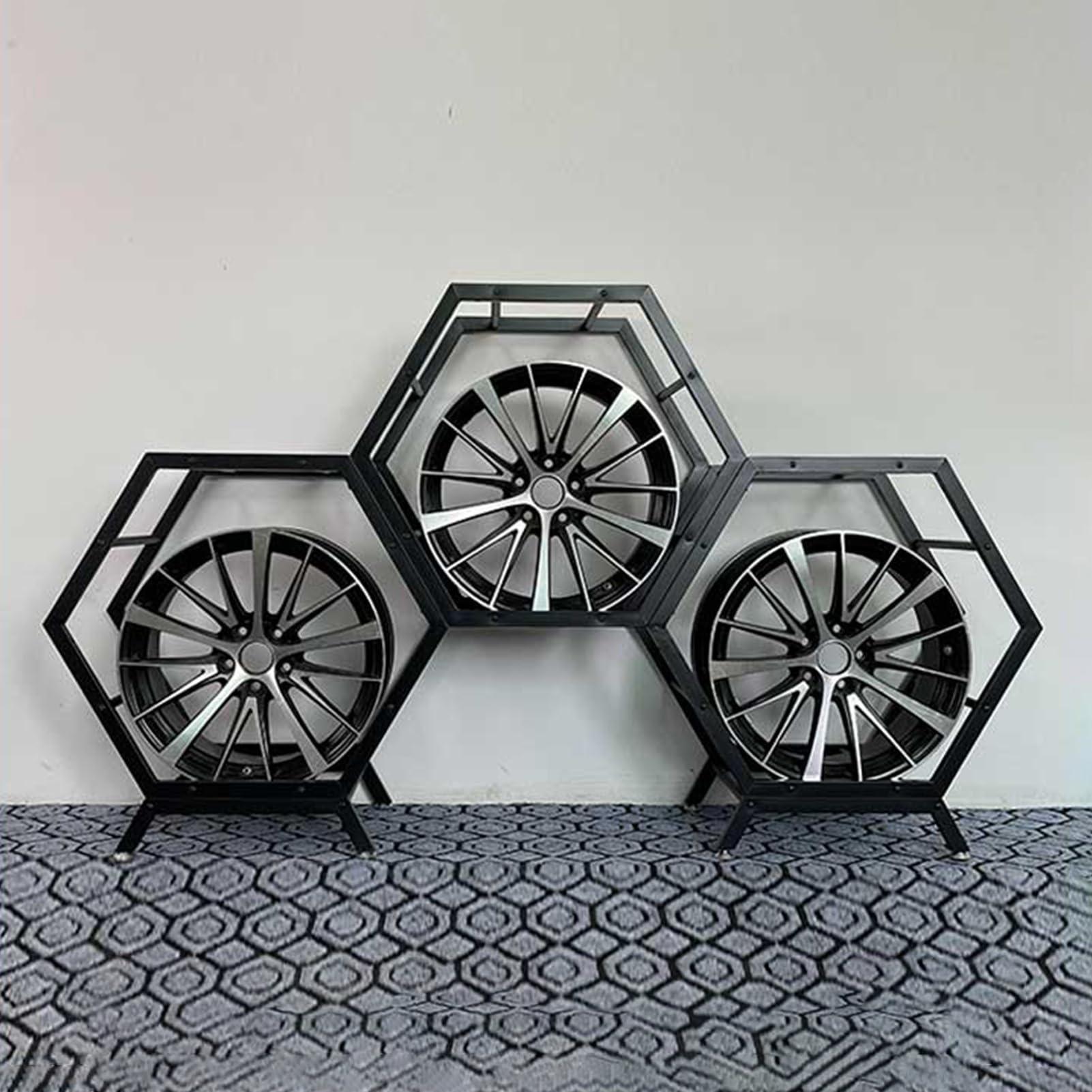 Supports Pneus Bricolage Présentoirs pour Jantes avec Socle Et Quincaillerie, Décoration de Garage, Supports de Rangement pour Moyeux de Roues, Étagères de Rangement Pour Roues de Voiture, pour Atelie