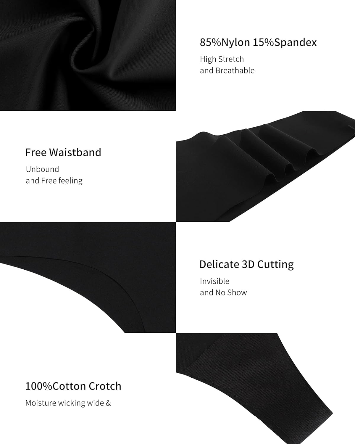 SHARICCA Women No Show Seamless Underwear Thong Invisible Soft Panties Multi Pack - Image 2