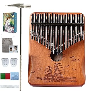 kalimba 21 Keys Thumb Piano – Solid Mahogany Finger Piano for Adults & Beginners, All-in-One Kit with Case & Tuning Hamme...