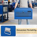 Heavy-Duty Steel Tool Chest with 6 Auto-Locking Drawers & Top Tray, Ball Bearing Slides & EVA Liners, Portable Garage/Workshop Storage Organizer for Tools & Equipment (Blue)