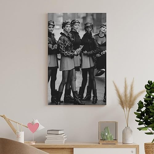 Miniatura 7 de Póster retro de 5 supermodelos de los años 90, póster artístico para pared, póster estético y decorativo para dormitorio, sala de estar, baño,