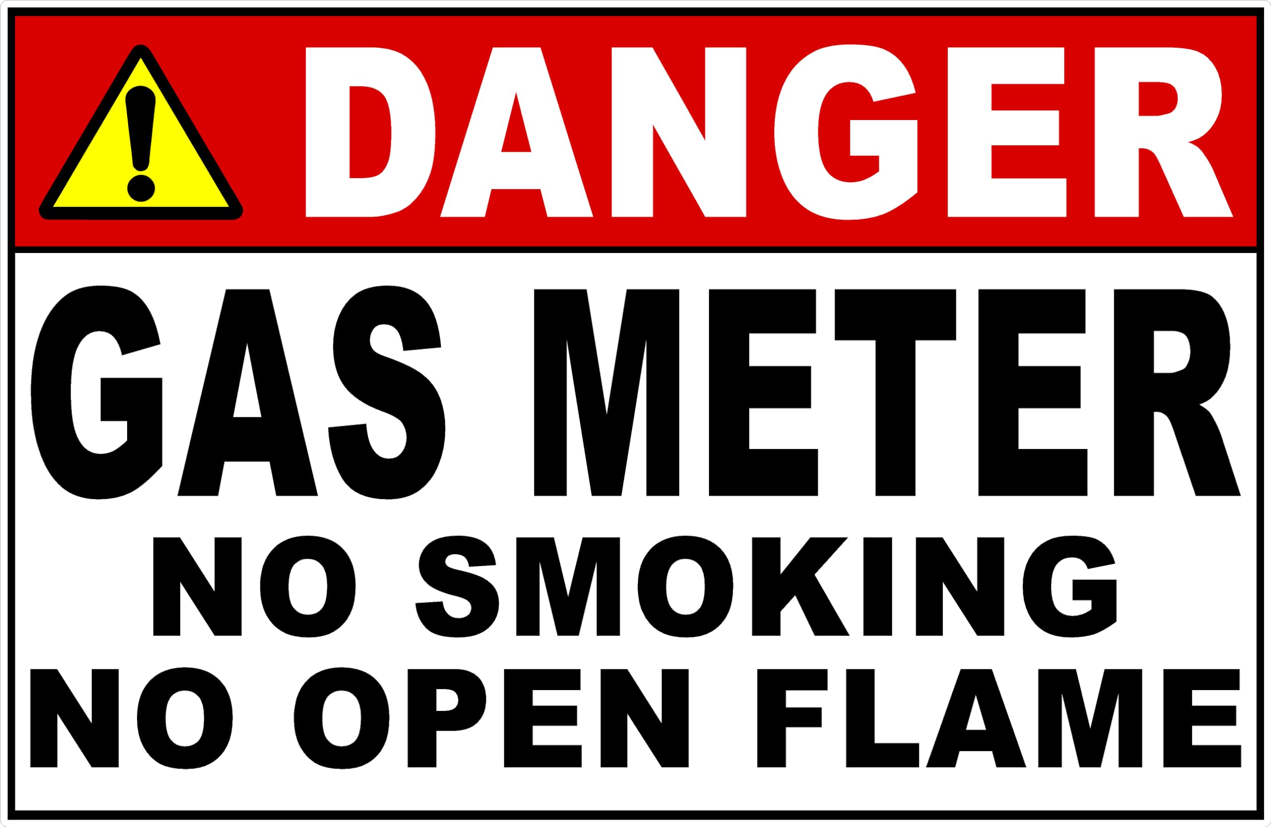 Danger Gas Meter No Smoking No Open Flame Metal Tin Sign for Outdoor & Indoor 12" x 8"