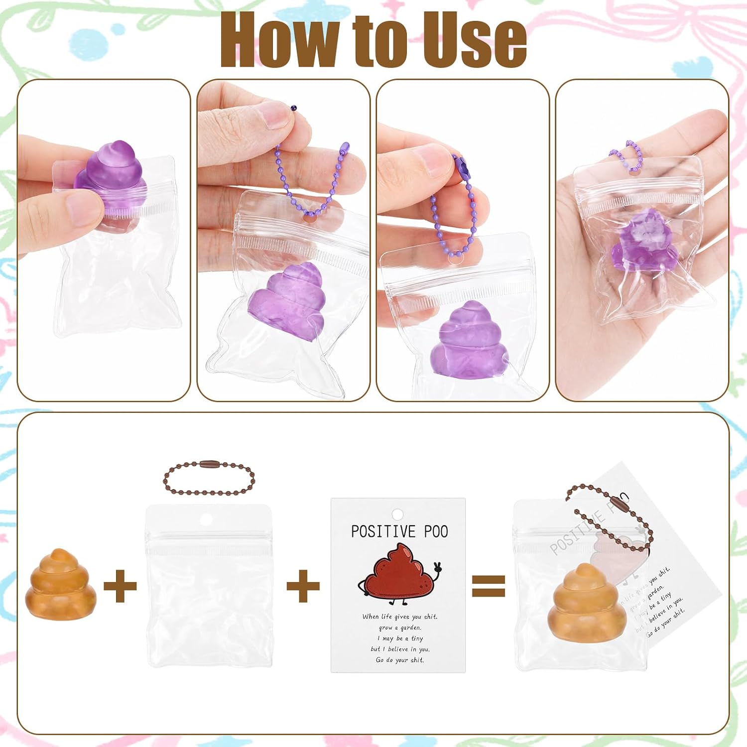 24 Sets Positive Poo Stress Ball with Inspirational Card, Thank You Appreciation Gifts for Employee Coworker Teacher Nurse image 4