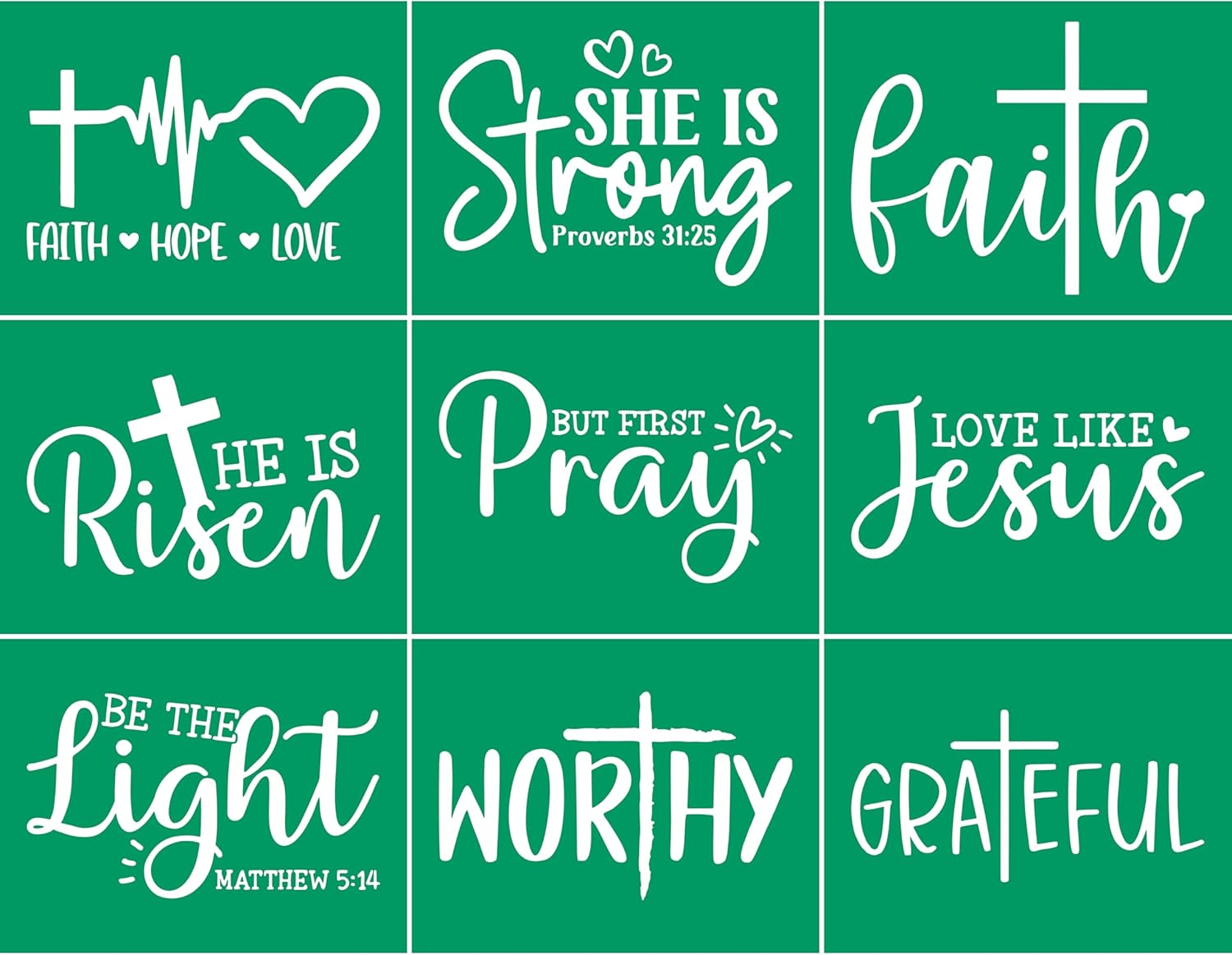 JAJADO Silk Screen Stencils Reusable Adhesive Stencils Paint Kit 14 Pcs, 5 Pcs Bible Verse Templates, 3 Pcs Mini Squeegees, 6 Jars Chalk Paint for Craft on Wood, Fabric, Rock, Sign, DIY Art Projects