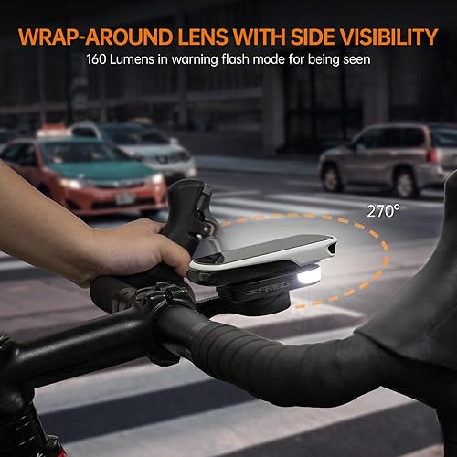 Miniatura 4 de RAVEMEN FR160 Compatible con computadora Garmin para bicicleta, luz de bicicleta para ser vista, luz intermitente compacta para seguridad de