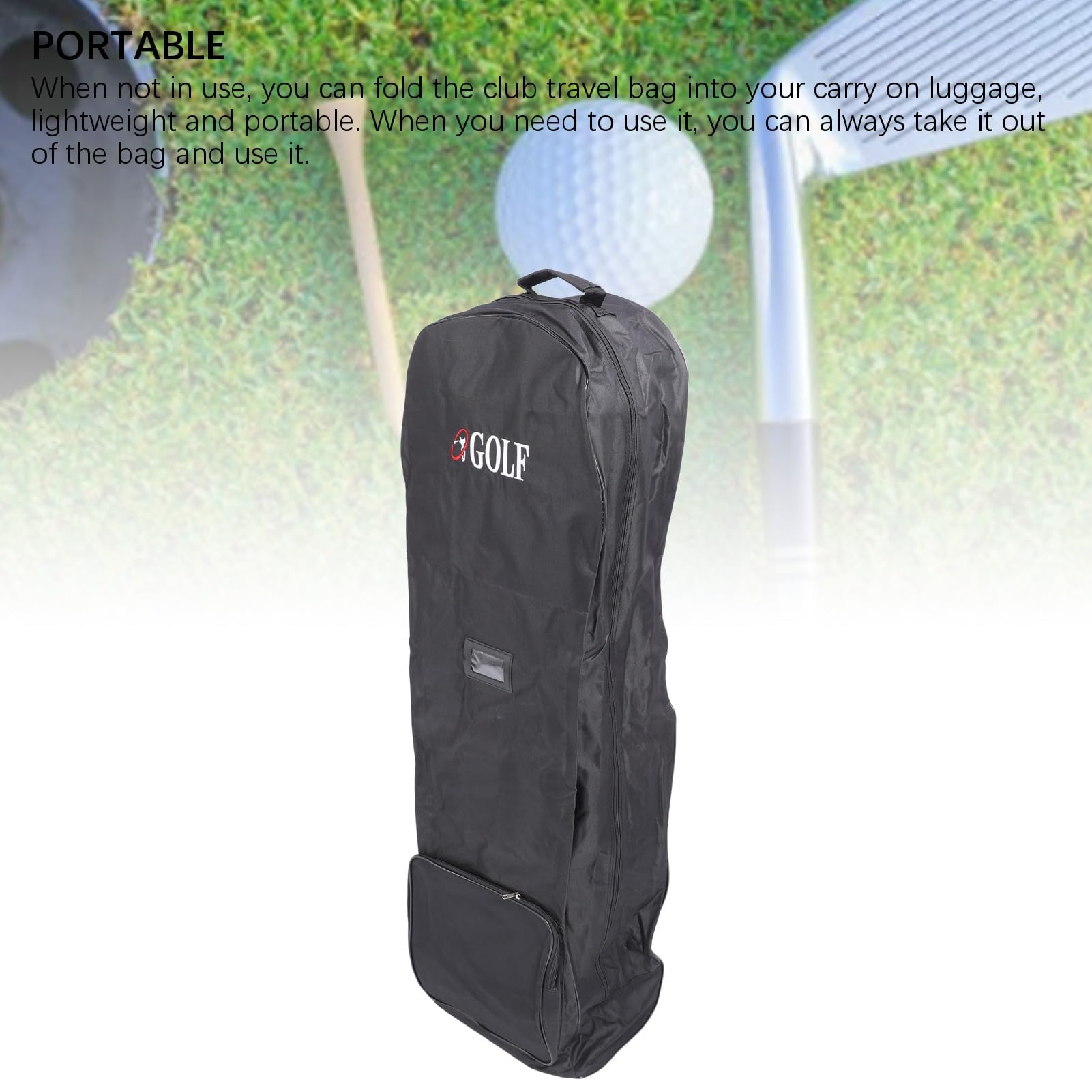 Sac de Voyage de Golf en Tissu Oxford 600D Pliable avec Roue et Poche de Rangement Noir