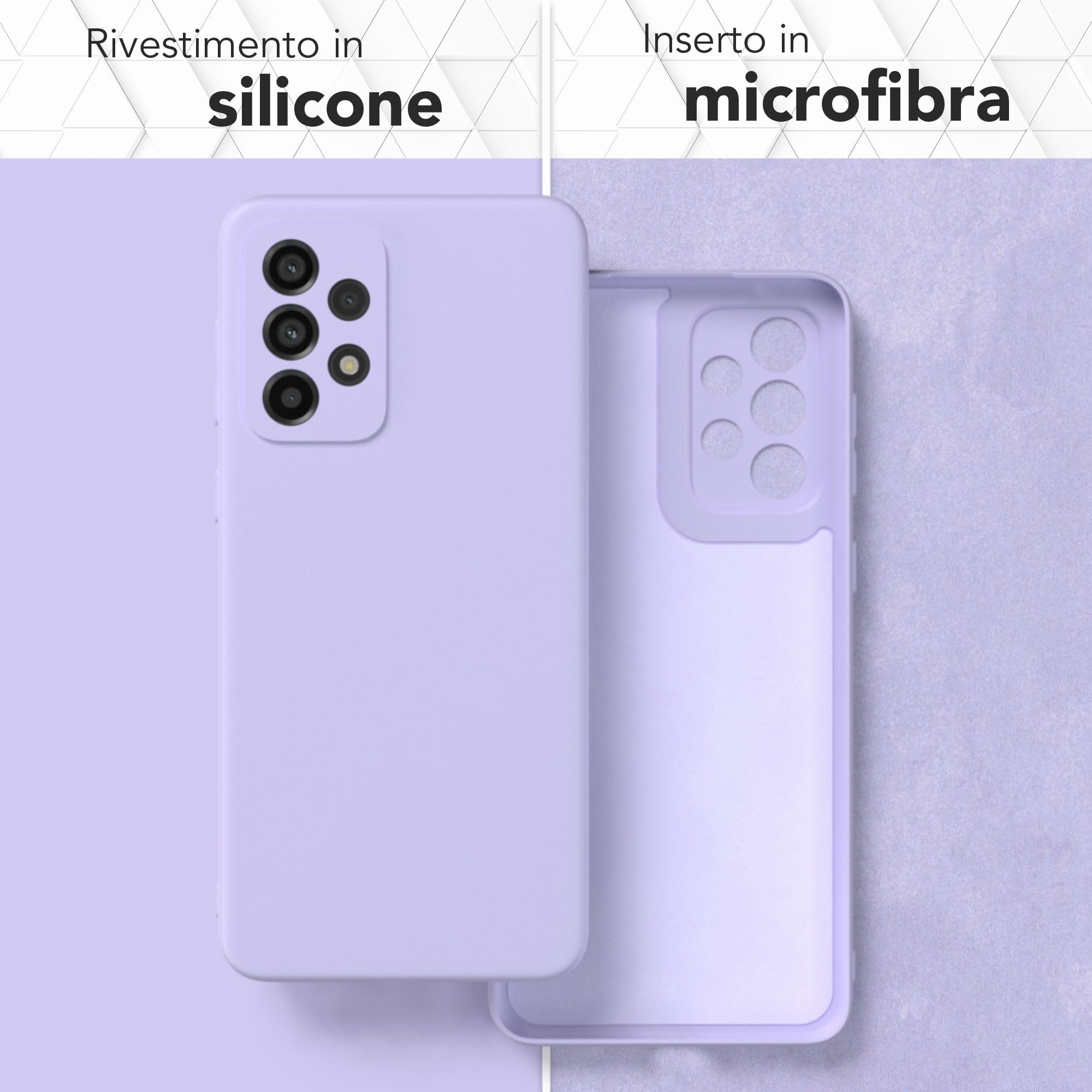 EAZY CASE - Custodia in silicone per Galaxy A33 5G Custodia morbida protettiva con protezione della fotocamera Protezione sottile Premium Cover TPU Telefono Bumper in Lavanda