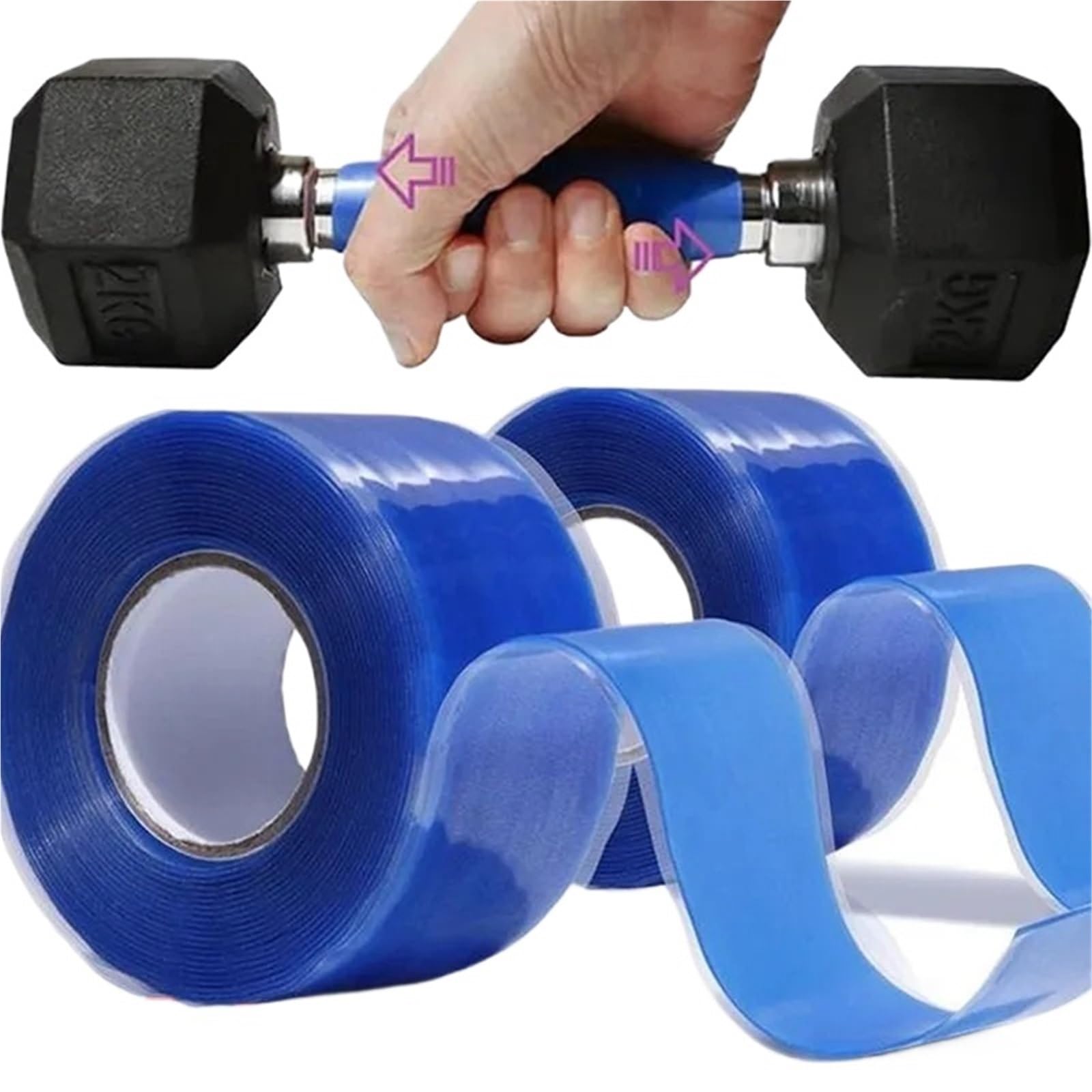 Cinta impermeable de silicona autofundible, cintas reparación manguera agua a prueba fugas, tira sellado para reparación de tuberías(Blue-2.5cmx3.0m,5Roll)