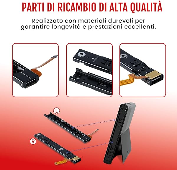 Wigearss Destra e Sinistra Guida di Scorrimento, Binario L/R Slider di Ricambio per Nintendo Switch Console - 4