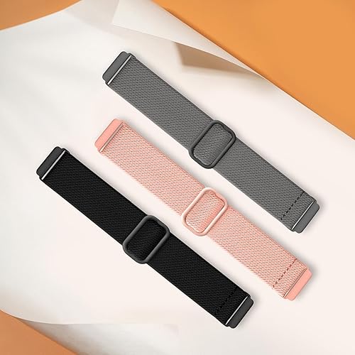 Vista 9 de Maledan Paquete de 3 correas elásticas Solo Loop compatibles con Fitbit Versa 2, para mujeres y hombres, correa de reloj deportiva de nailon suave