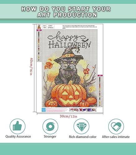 Miniatura 5 de Kits de pintura de diamantes de Halloween para adultos, kits de arte de diamantes para principiantes, con lienzo HD de diamantes de imitación de
