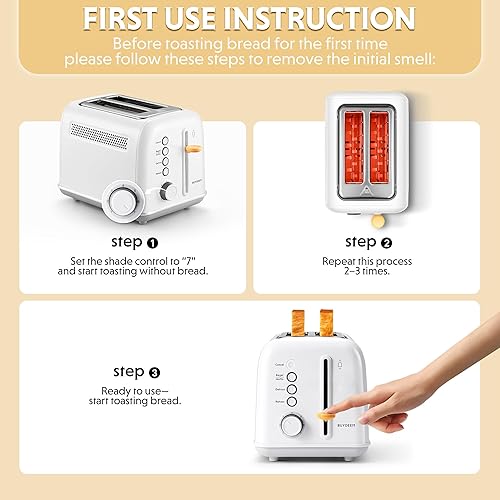 Miniatura 5 de BUYDEEM DT620 Tostadora de 2 rebanadas, ranuras extra anchas, acero inoxidable retro con palanca de elevación alta, función de bagel y muffins,