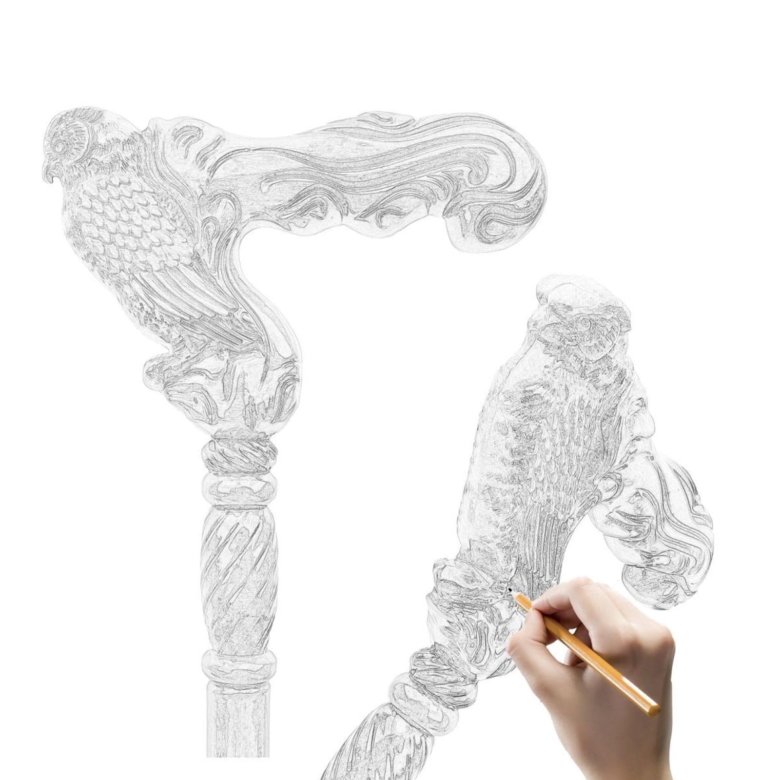 Bastoni da Passeggio in Legno a Forma di Gufo, con Impugnatura Ergonomica e Punta in Gomma Antiscivolo, per Uomo e Donna Decorativi di Lusso 93 Cm