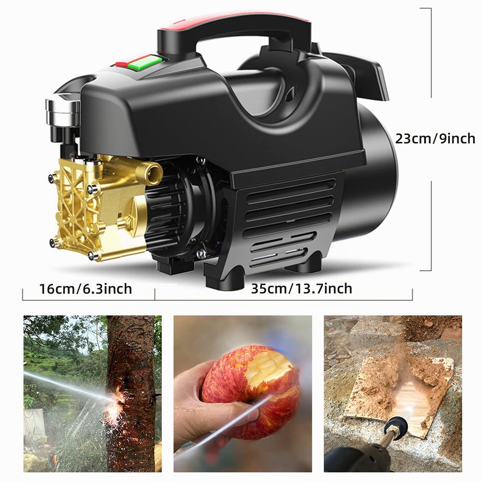 Hidrolimpiadora de Alta Presion, Hidrolavadora Profesional de 180bar, 6,5 l/min 2200W con Tubería de Entrada de Agua de 2 m, Tubería de Salida y Accesorios, para el Hogar/Automóvil/Patio