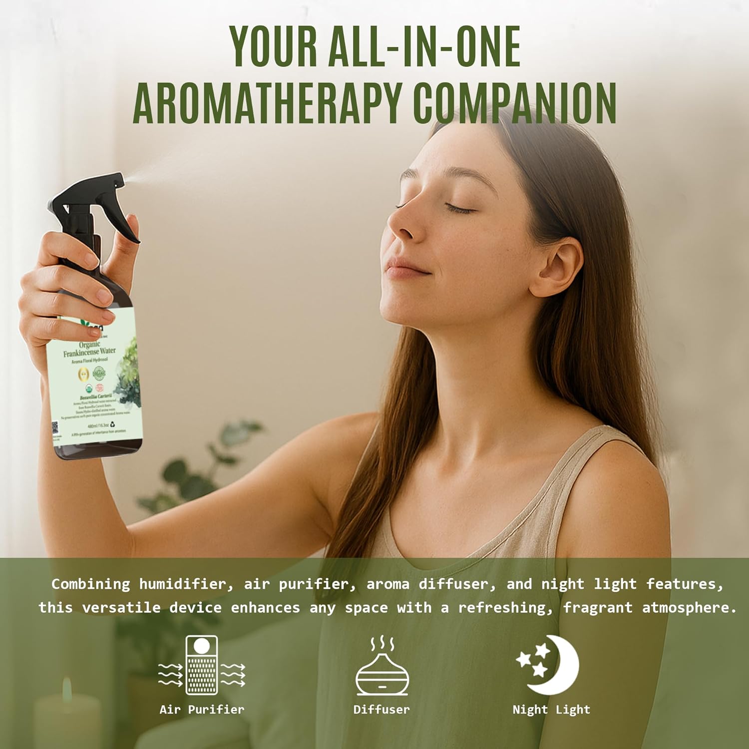 Frankincense Hydrosol & Organic Gum Arabic Bundle – USDA Certified Boswellia Carterii Spray (16.23 fl oz) + Wild-Harvested Acacia Senegal Gum (113g) for Aromatherapy, DIY, Skincare & Culinary Use