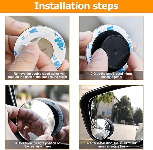 Miniatura 5 de Espejo de punto ciego para automóvil, espejo retrovisor convexo redondo de vidrio HD de 2 pulgadas, sin marco, espejo de punto ciego ajustable de