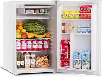 4.5 Cu.Ft Energy-Efficient Compact Mini Fridge with Freezer, Quiet Adjustable Thermostat Removable Shelf Reversible Door, Small Refrigerator for Office Perfect for Dorm, Apartment, Bedroom