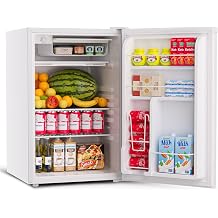 4.5 Cu.Ft Energy-Efficient Compact Mini Fridge with Freezer, Quiet Adjustable Thermostat Removable Shelf Reversible Door, Small Refrigerator for Office Perfect for Dorm, Apartment, Bedroom