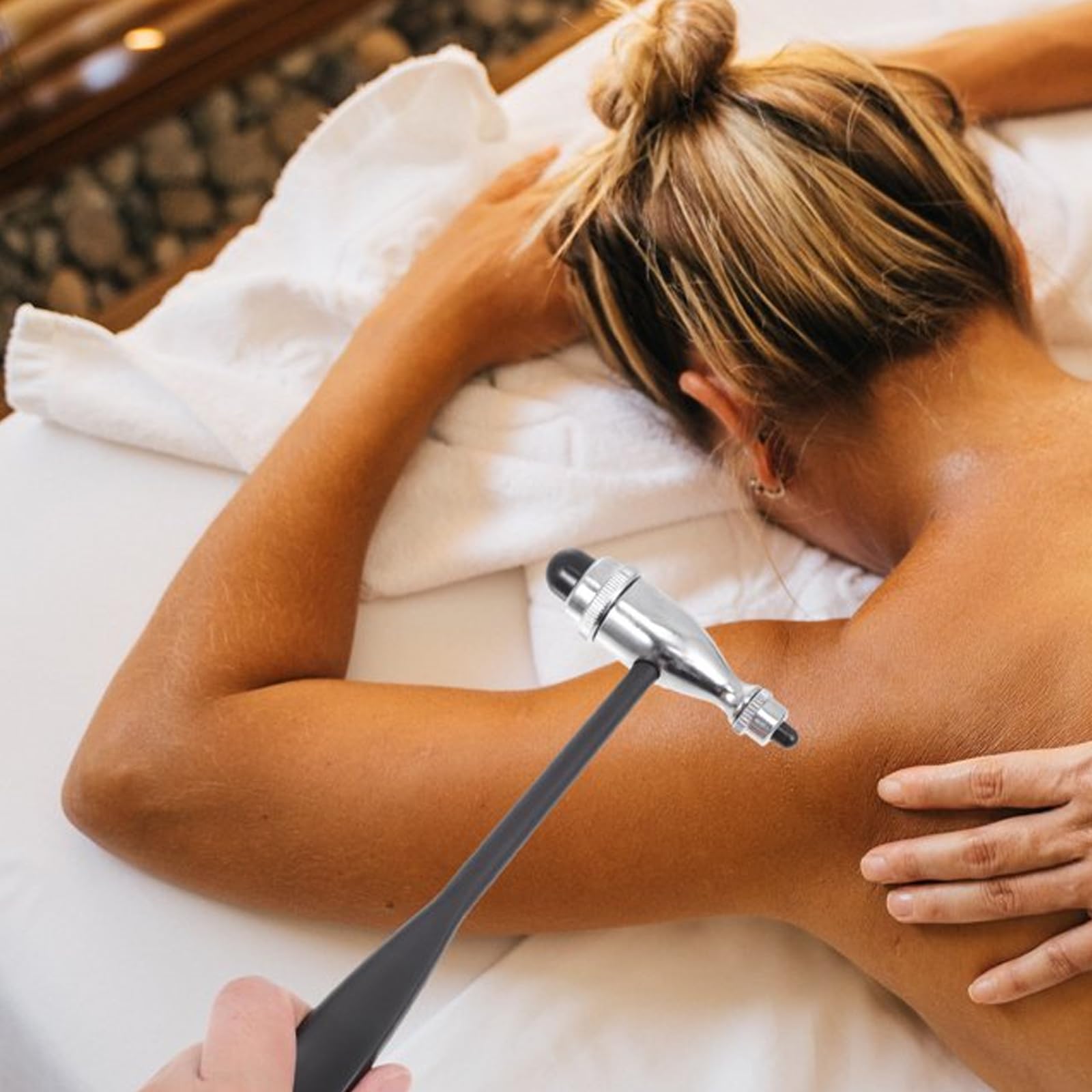 Marteau à réflexes neurologiques : lot de 2 marteaux neurologiques, marteau de percussion musculaire avec rond triangulaire pour réactions cutanées, outil de massage relaxant (noir)