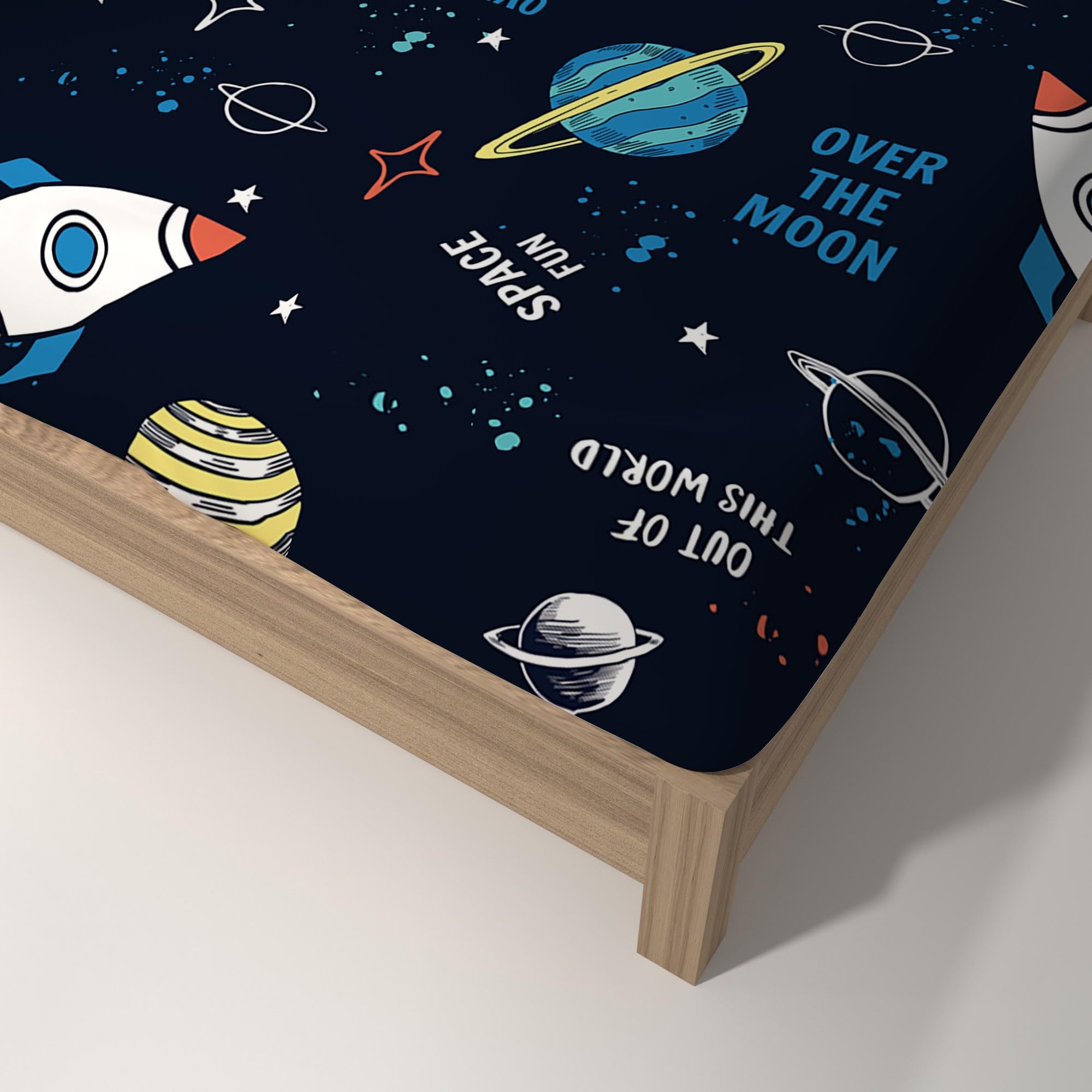 Sabanas 90x190 cm Infantil Planeta Cósmico Juego de Cama para Niños, Sabana Bajera Ajustable Moderna para Adolescentes y Infantil, Ropa de Cama para Casa Dormitorio
