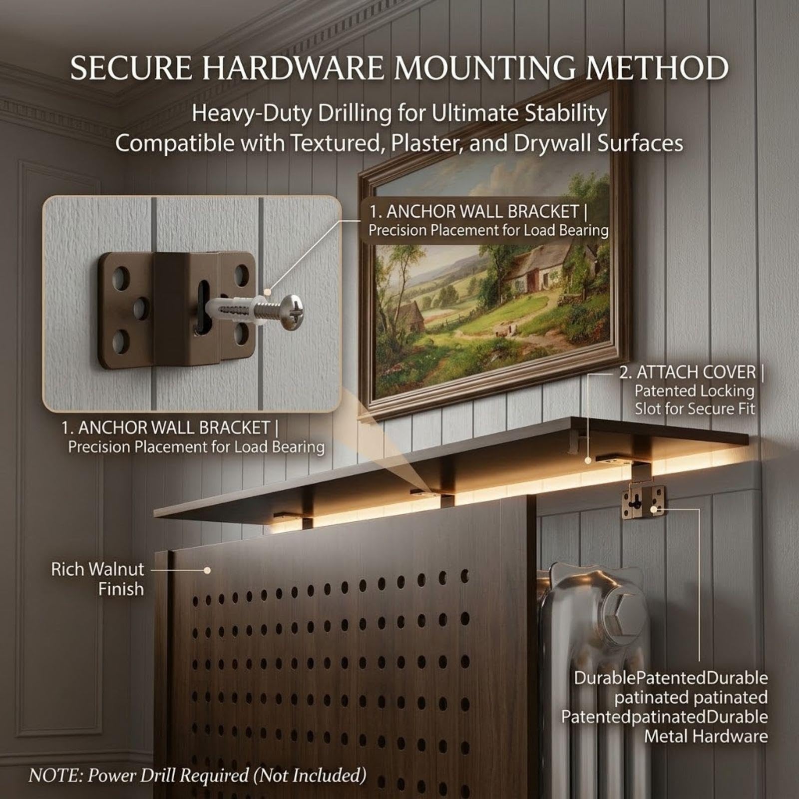 Cache Radiateur Bois, Couvercle Chauffage, Console Mural