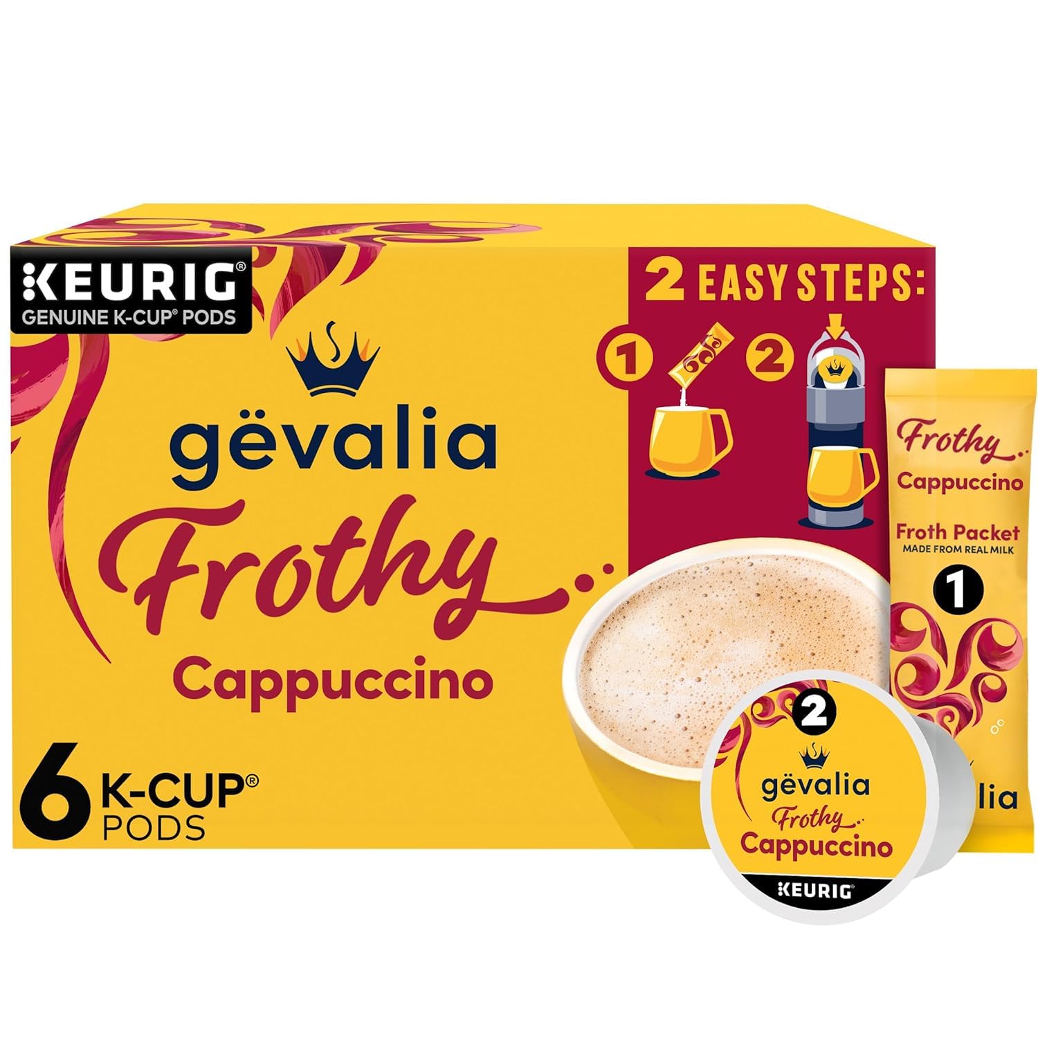 Amazon.com: Gevalia Cappuccino K-Cup Pods with Froth Packets +