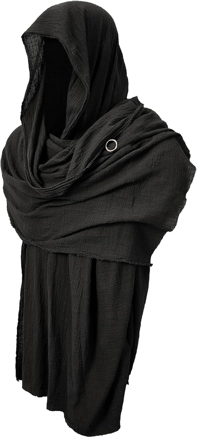 Shawl Scarf Medieval Costume Cowl Cloak with Hood Men Renaissance Accessories Costume Robes, Capes - Image 3