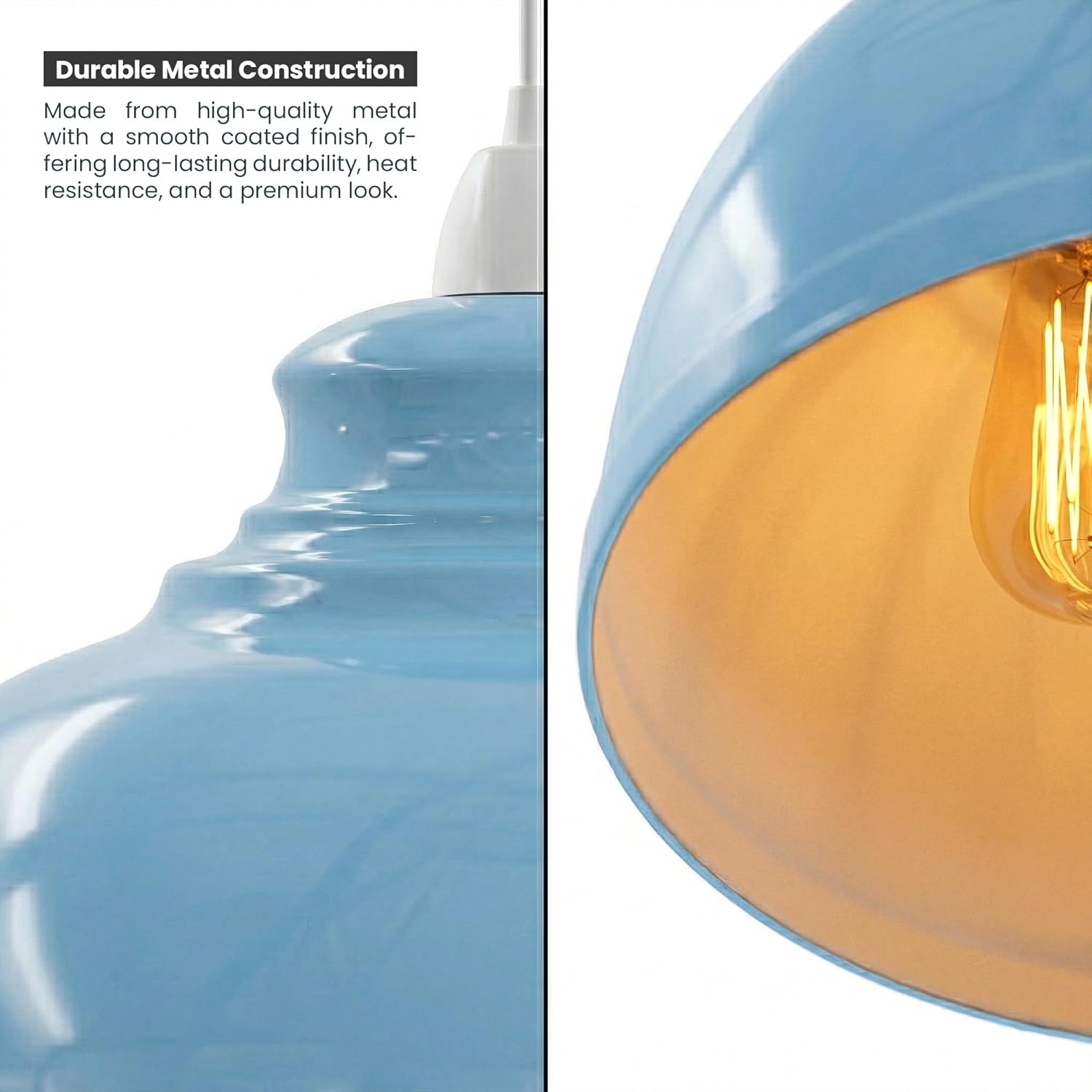 Industrial Pendant Ceiling Light Shade, Retro Kitchen Pendant Ceiling Lights Vintage Metal Loft Bar Hanging Chandelier Lighting Rustic Pendant Lamp Shade (Curvy-Blue)