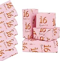Vista 9 de Zayin Papel de regalo para cumpleaños número 30, 5 hojas de 27.6 x 19.7 in, color oro rosa, papel de regalo de feliz cumpleaños para niñas