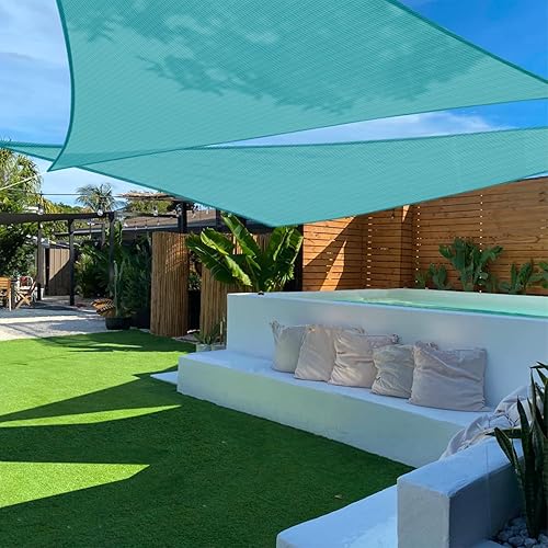 TANG Sunshades Depot - Toldo parasol tipo vela de 16 x 16 x 23 pies, color verde turquesa, 180 GSM HDPE triángulo recto, permeable, estándar