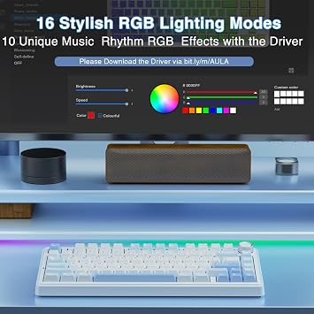 AULA Wireless Keyboard and Mouse Combo, F75 75% Mechanical Keyboards,Gasket Hot Swappable Keyboard+SC580 Wireless Gaming Mouse White