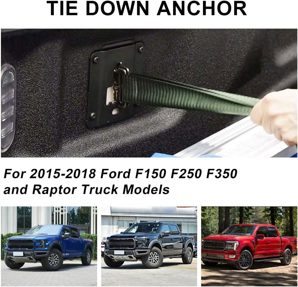 Tie Down Anchors Plates 4 Pack Truck Bed Cargo Tie Down Brackets Compatible with Boxlink F150 2015-2025 and F250 F350 F450 F550 Super Duty 2017-2025 Replace for FL3Z99000A64B FL3Z-9928408-AB
