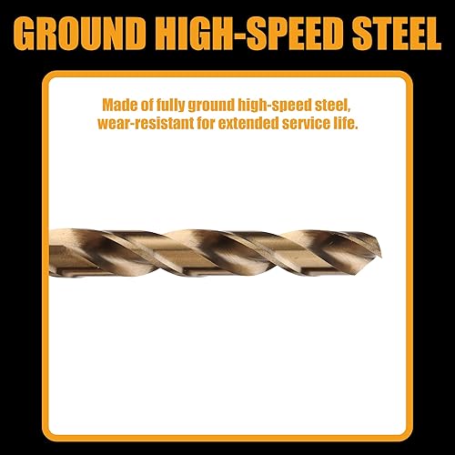 Miniatura 7 de Juego de 29 brocas de acero de alta velocidad de 116 a 12 pulgadas, punta dividida de 135 y flauta doble para perforación rápida y precisa de metal,