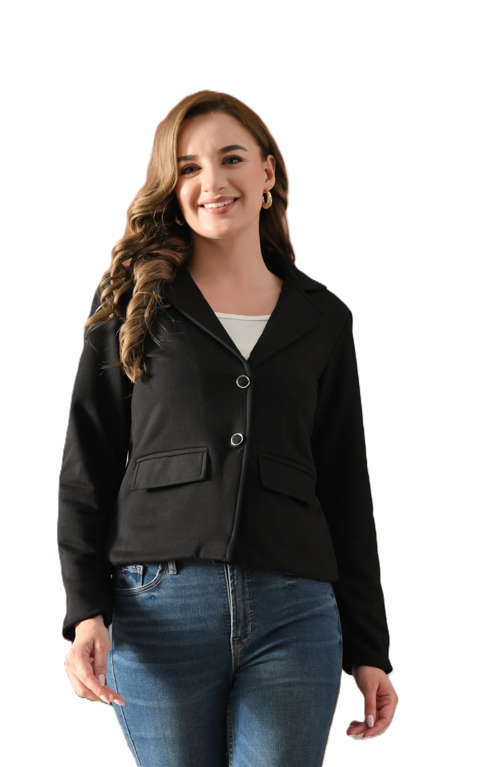 tj fashion Women’s Fleece Winter Blazer Coat – Soft Winter Warm Lapel Collar Jacket with Full Sleeves, 2 Front Flap Pockets | Stylish Blazer Coat for Office, Casual Wear-picture-36