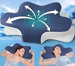 Cervical Pillow for Neck Pain Relief, Memory Foam Neck Support Pillow for Sleeping, Ergonomic Orthopedic Contour Bed Pillow with 2 Heights, Breathable Washable Cover for Side Back & Stomach Sleepers